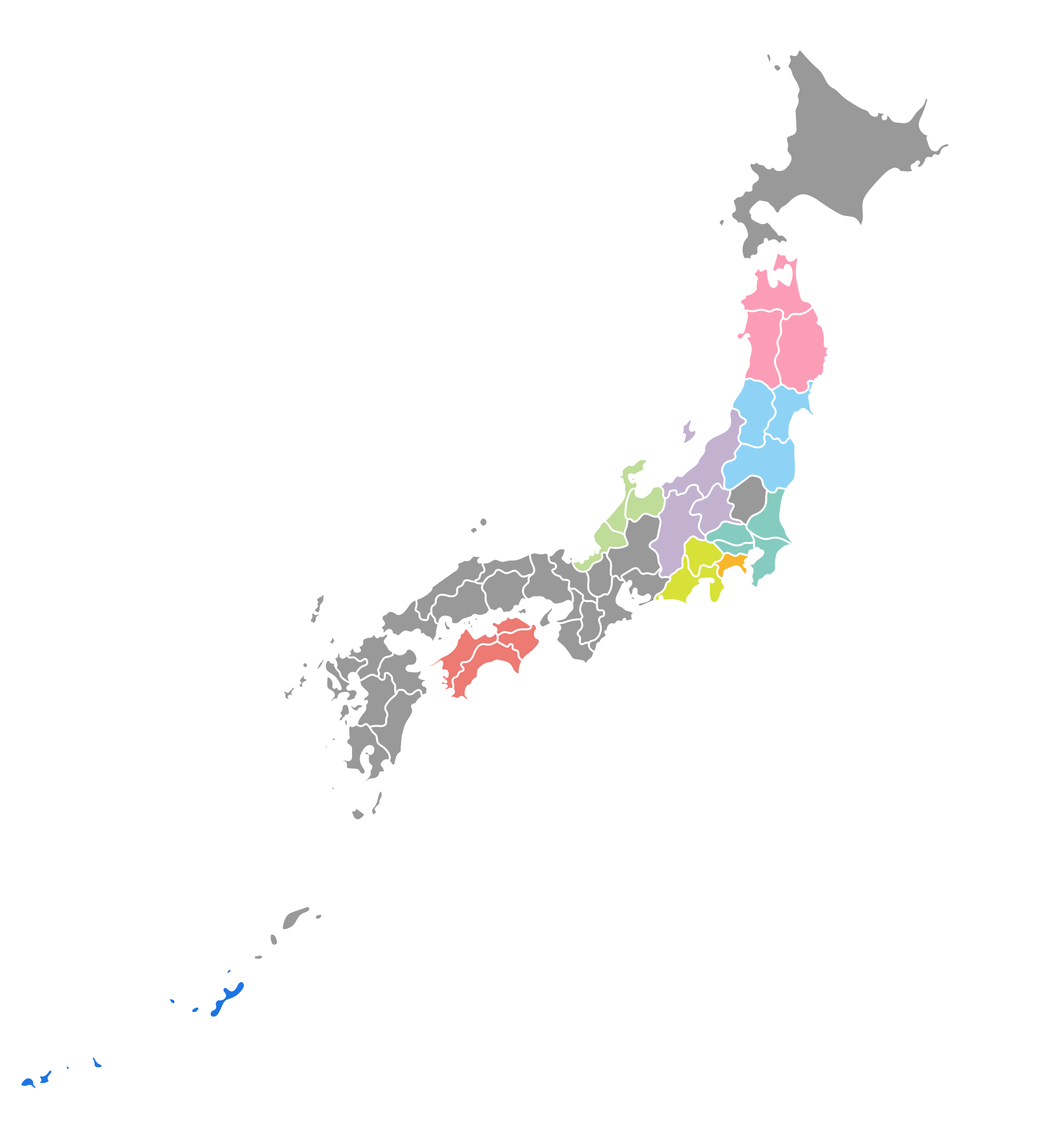 日本地図と店舗所在地