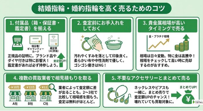 結婚指輪・婚約指輪を高く売るためのコツ