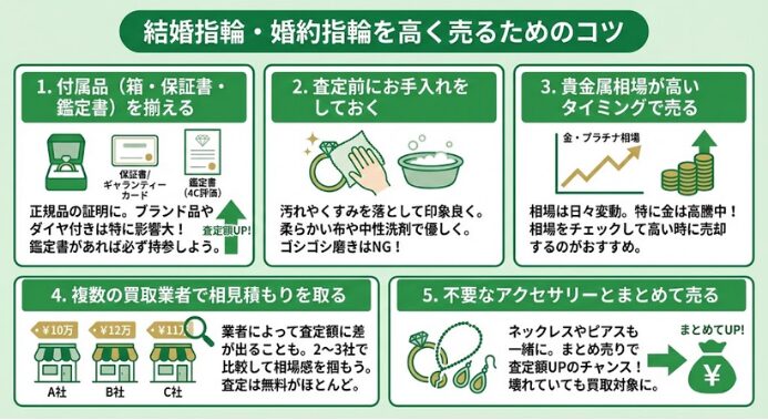 結婚指輪・婚約指輪を高く売るためのコツ