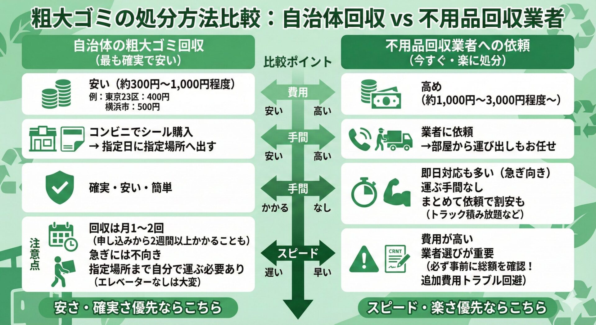 処分方法と費用比較