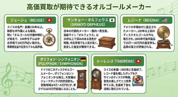 高価買取が期待できるオルゴールメーカー