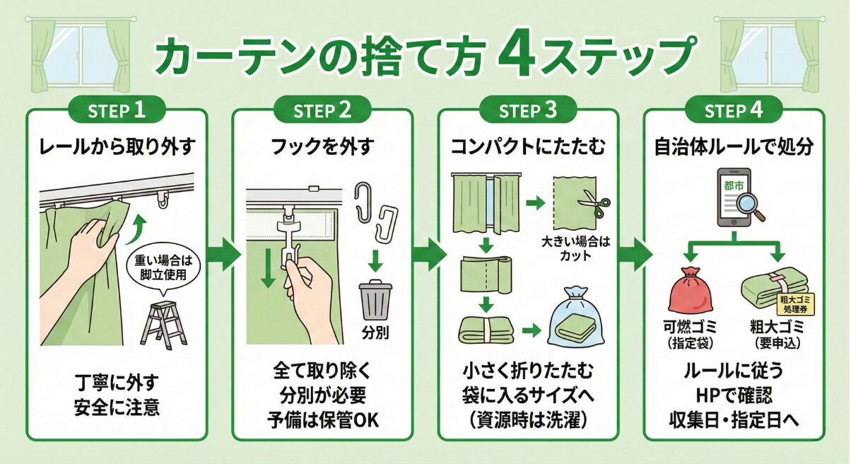カーテンの捨て方を4ステップで解説