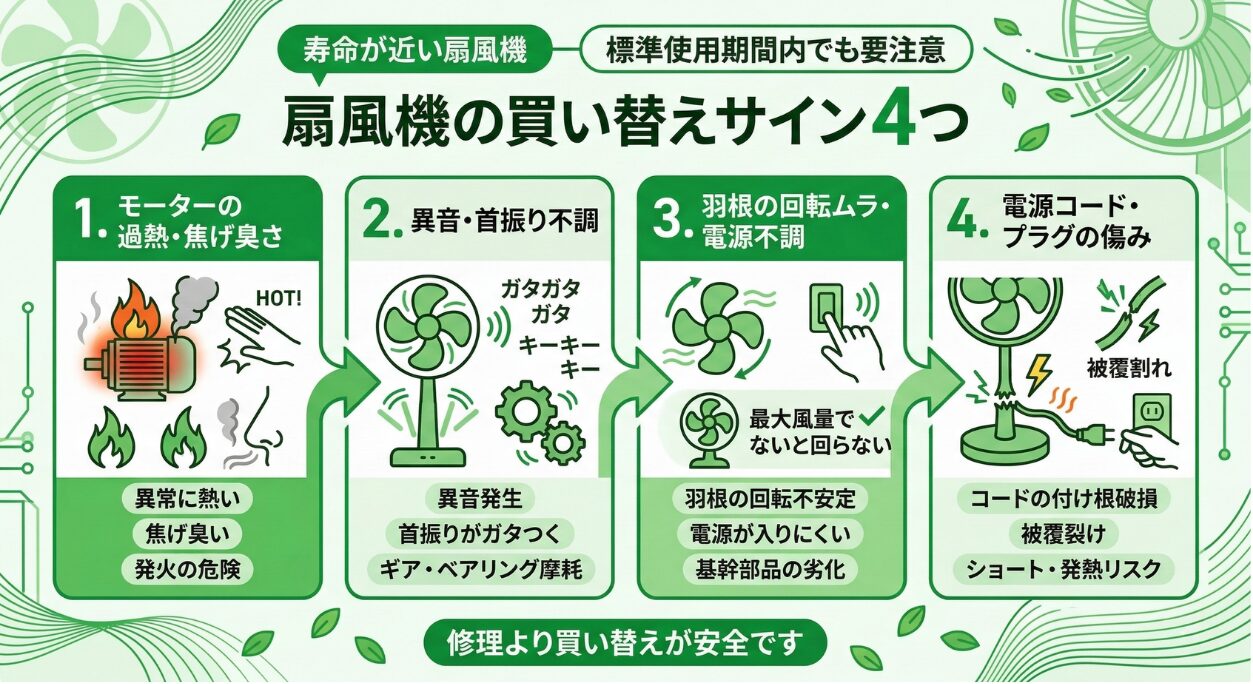 寿命が近い扇風機の買い替えサイン4つ