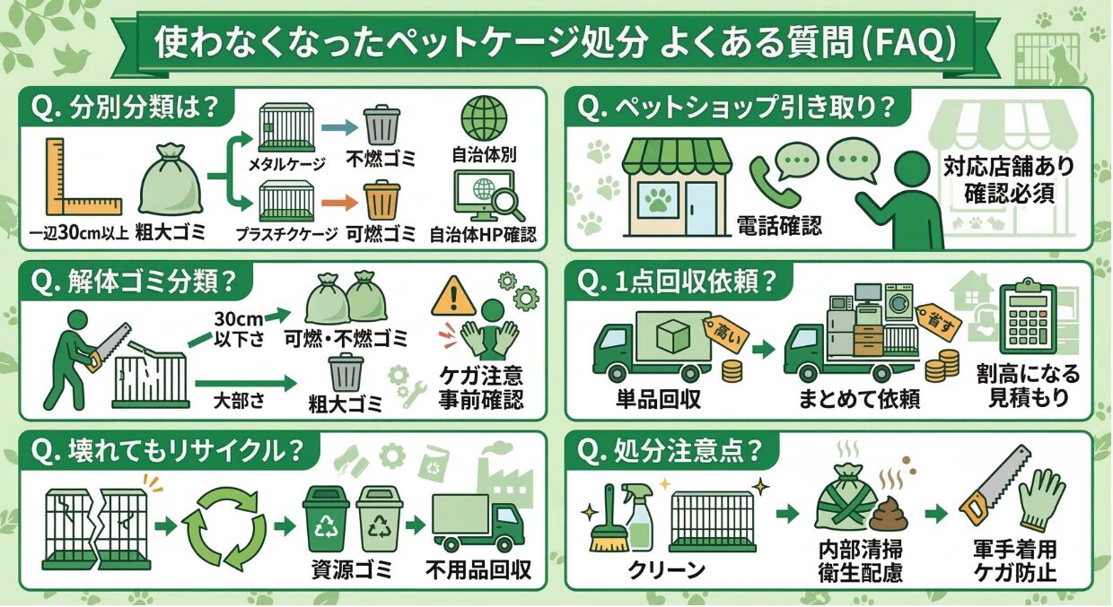 使わなくなったペットケージの処分に関するよくある質問