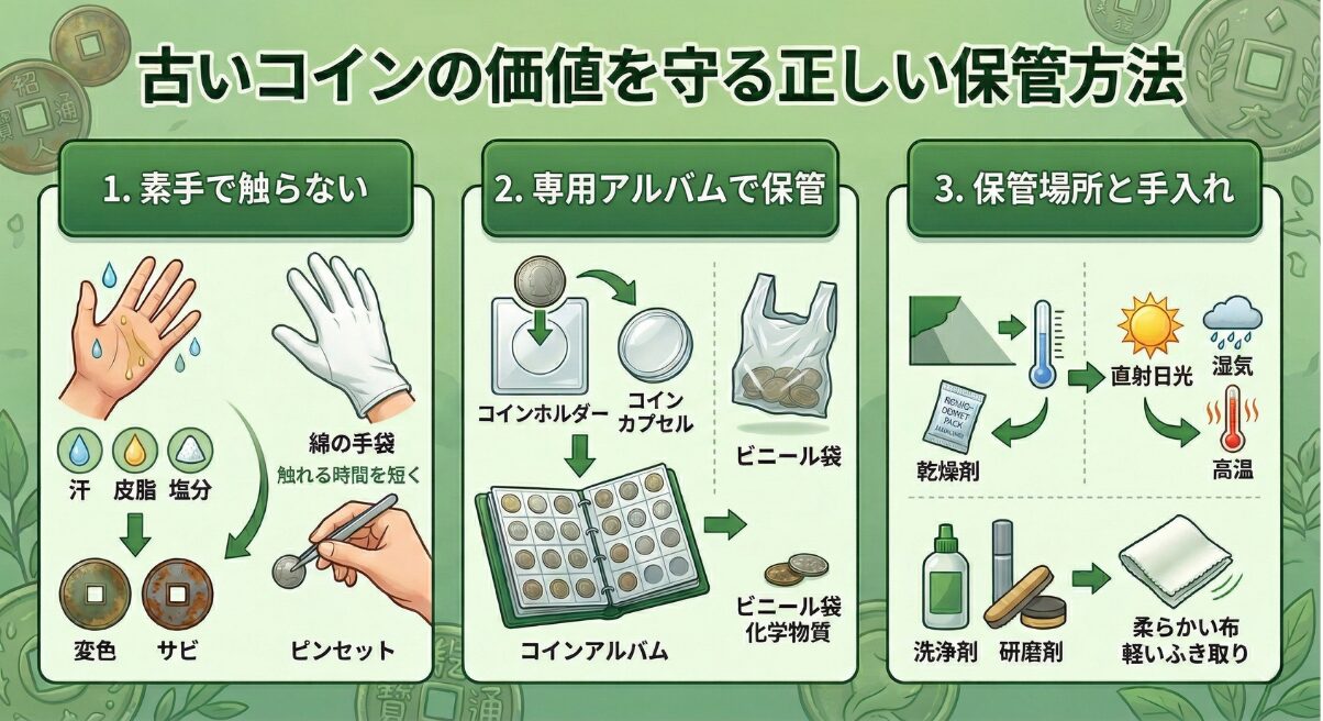 古いコインの価値を守る正しい保管方法
