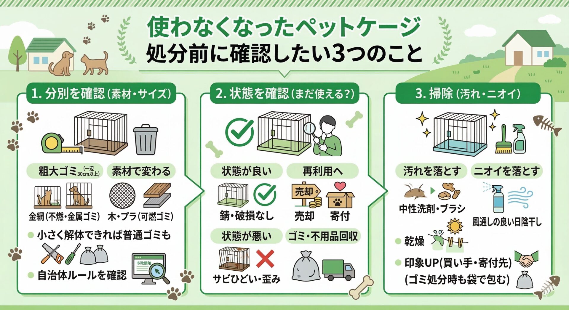 使わなくなったペットケージを処分する前に確認したい3つのこと