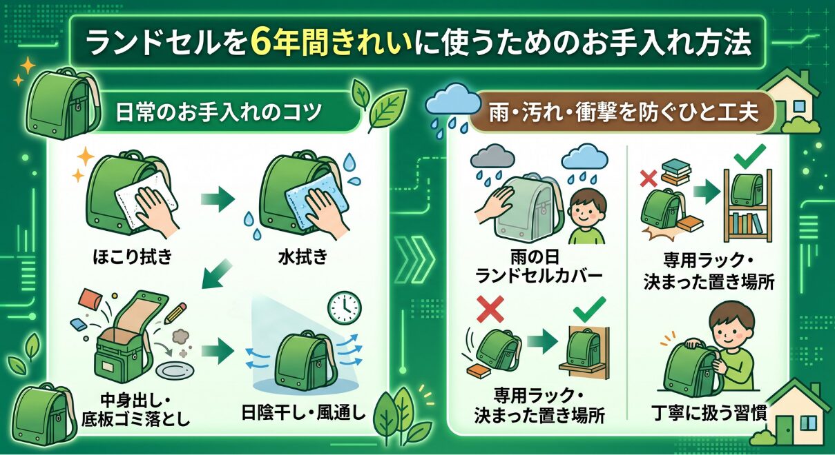 ランドセルを6年間きれいに使うためのお手入れ方法
