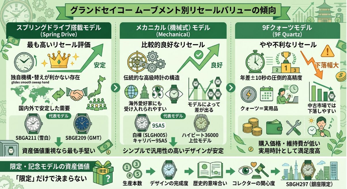 ムーブメント別に見るリセールバリューの傾向